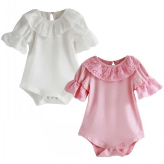 Tensay Newborn Infant Baby Girl Boy Solid Lace Bowknot Romper Bodysuit Clothes Outfits 