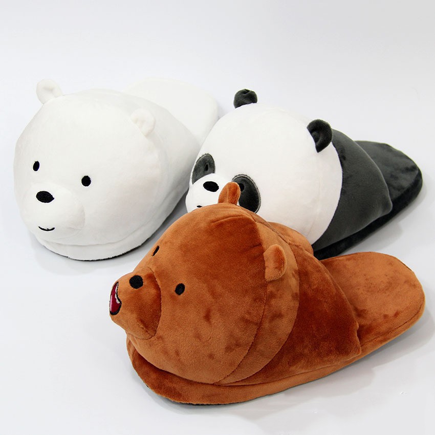 We bare bears 3D full stuffed Plush Shoes Home indoor winer warm slipper Shoes