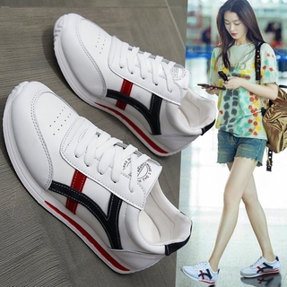 Image of 2021 Autumn New Korean Sports Shoes White Shoes Running Flat Shoes Comfortable Soft Sneaker