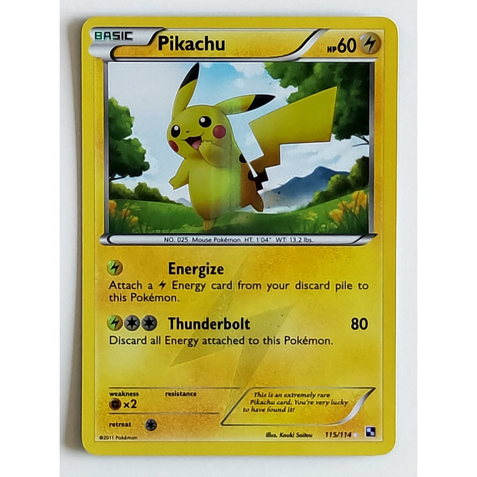 Pokemon Tcg Card Nm Pikachu Black White Base Set 115 114 Secret Rare Holo Shopee Singapore