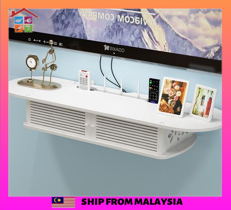 Dvd Router Player Rack Tv Wpc Living Room Bedroom Kitchen Bathroom Toilet Wall Storage Organizer Self Ee Singapore - Flat Screen Wall Mount Tv With Dvd Player