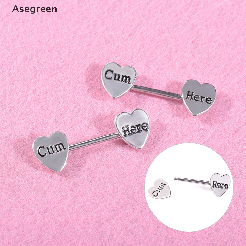 Image of [Asegreen] 2Pc Stainless Steel Heart Barbell Letter Nipple Ring Helix Piercing Body Jewelry Good goods #5