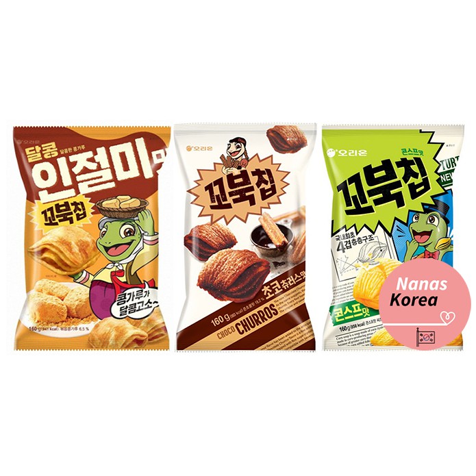 [Korean Snack] Orion Turtle Chip 160g Series (Choco Churros / Injeolmi