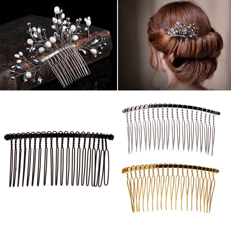 DIY Blank Metal Hair Clips Wedding Veil Side Comb 20 Teeth Bridal Hair ...