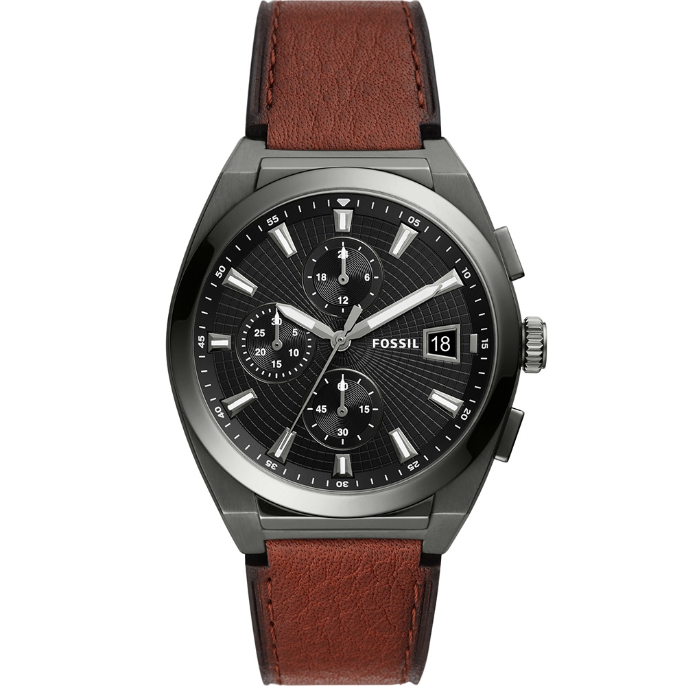 [Luxolite] Fossil Mens Everett Chronograph Amber Leather Watch FS5799 ...