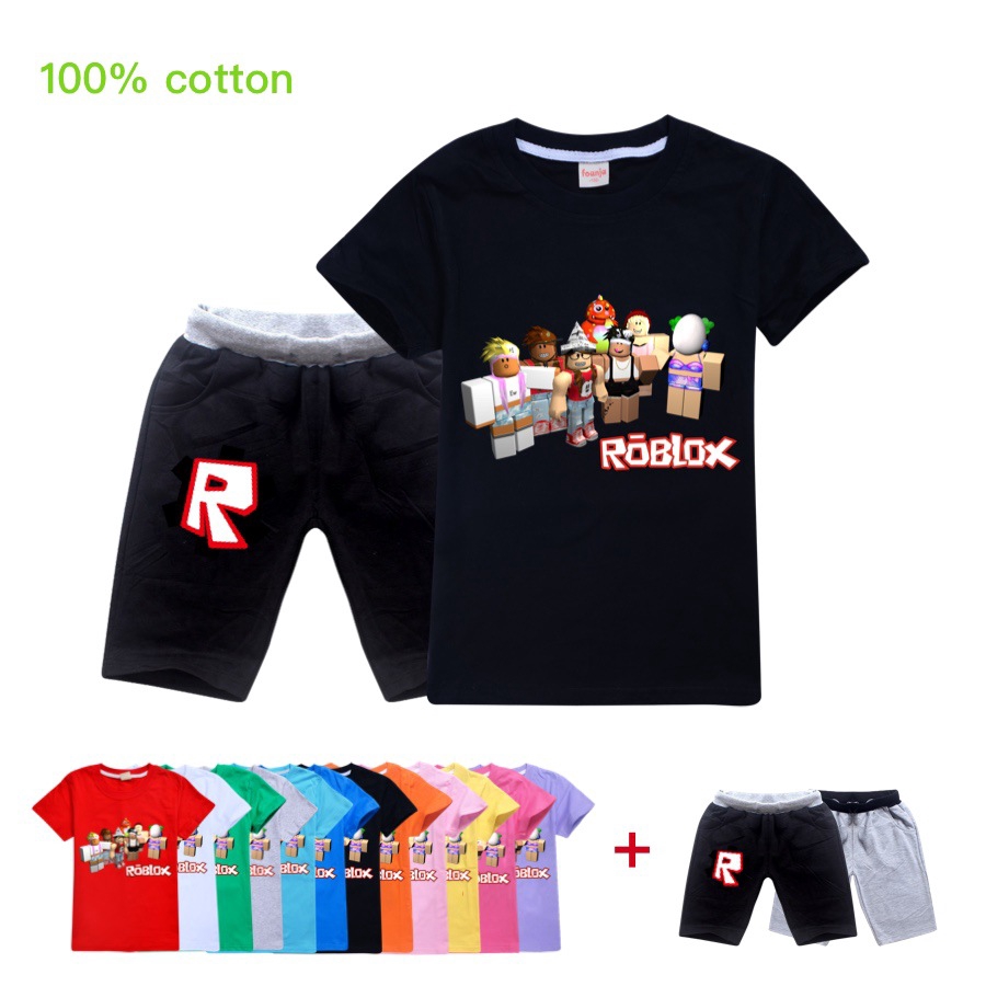 Roblox Kids T Shirts Shorts Suit For Boys And Girls Two Piece Set Pure Cotton S Shopee Singapore - pokemon shirt girl version roblox