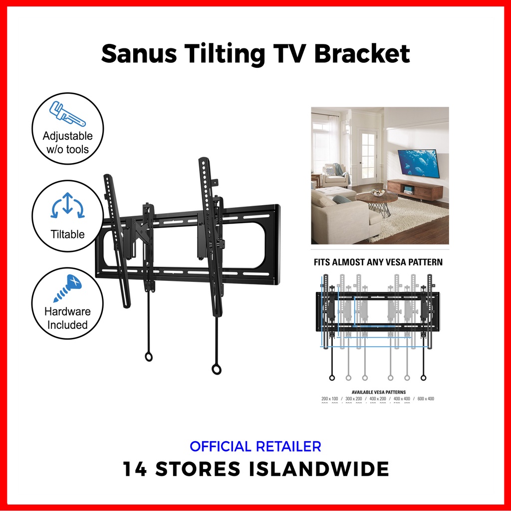 Sanus Tilting Wall mount TV Bracket 40" 110" VXT7 40 in 110 in open wall VESA adjust level