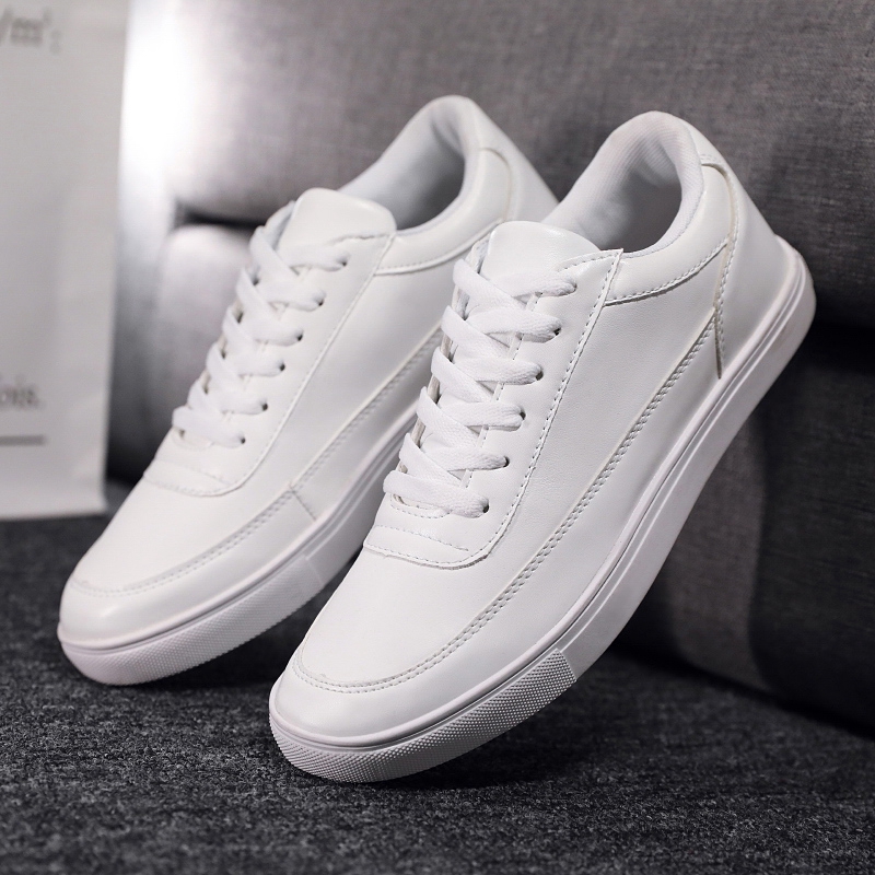 white leather low tops