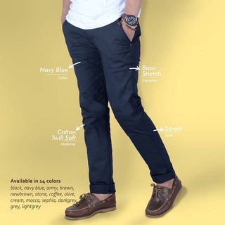 PRIA Navy Blue Long Chino Pants/Men's Trousers
