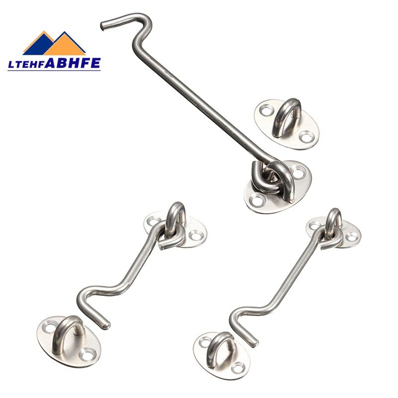 1set Stainless Steel Cabin Hook Eye Shed Gate Door Latch Silent