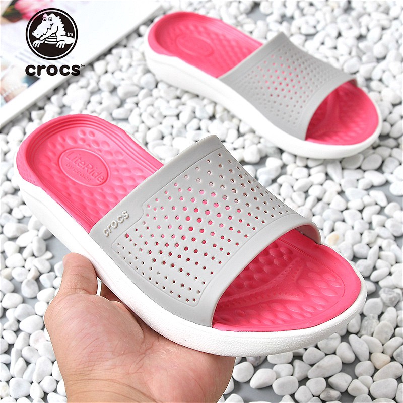 red croc flip flops