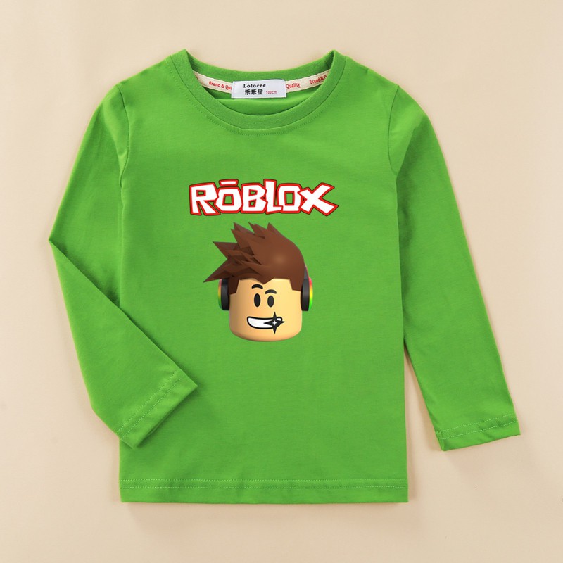 Boys Shirt Long Sleeve Tees Roblox Cotton T Shirt Kids Clothes Boy Tops Shopee Singapore - roblox singlet