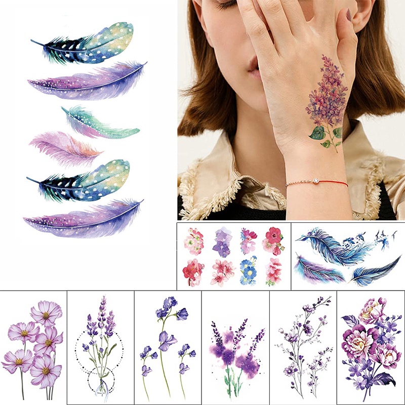 3D Watercolor Flower Waterproof Tattoos Sticker /Water Transfer Mixed Style  Stickers/Unisex Body Art Temporary Tattoo | Shopee Singapore