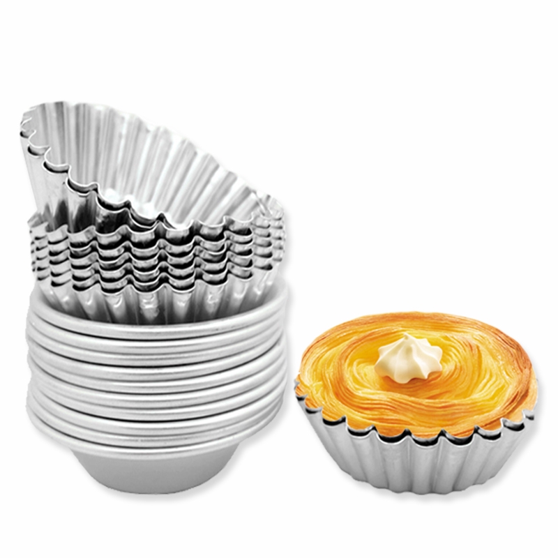 10Pcs Silver Aluminum Cupcake Egg Tart Mold / Cookie Pudding Mould