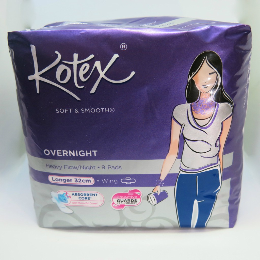 Kotex Soft Smooth Overnight Wing Heavy Flow Sanitary Pads Wing 32cm 9 Pads Shopee Singapore