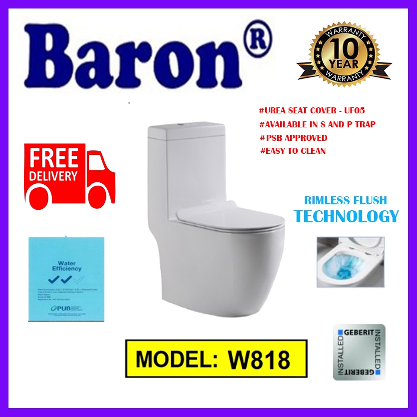 Baron W818 Toilet Bowl Geberit strong Rimless design Easy to clean