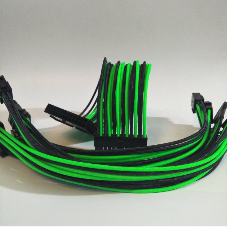 PSU Extension Customize Sleeve Cables Black and Green Shopee Singapore