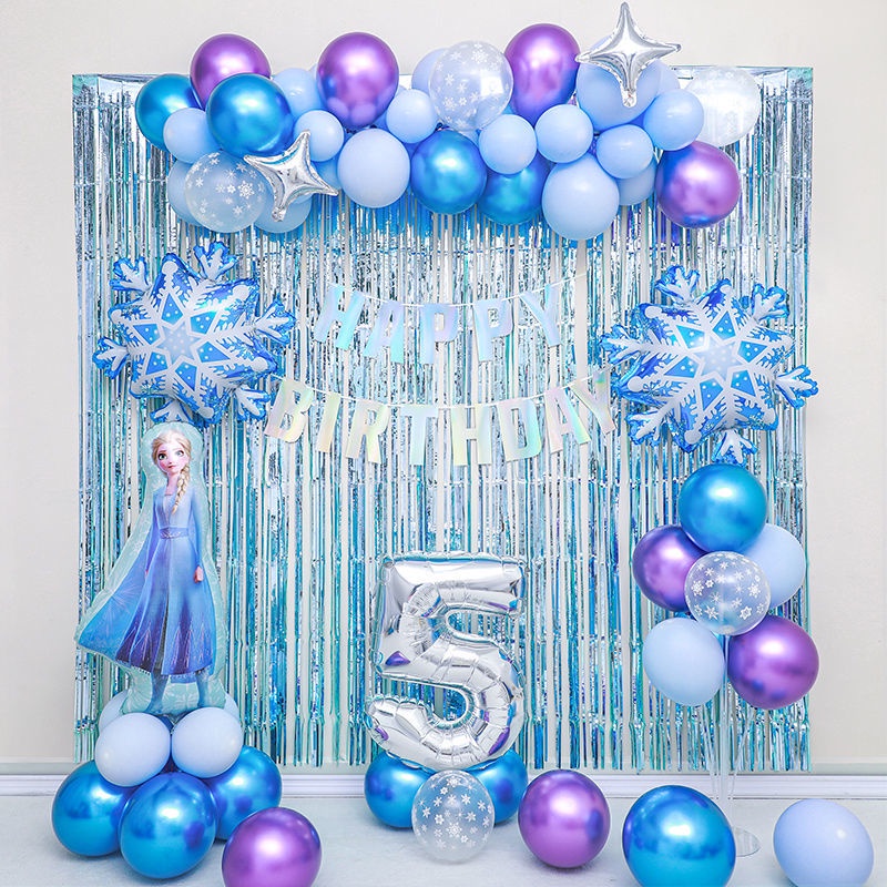 ✾✤Frozen Balloon Package Princess Aisha Girl Birthday 10th Birthday  Decoration Party Theme Background Wall Decoration | Shopee Singapore