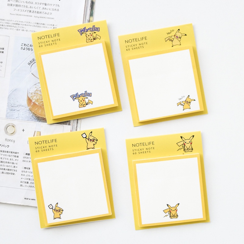 60sheets Pikachu Post It Notes Pokemon Sticky Notes Cartoon Memos Shopee Singapore