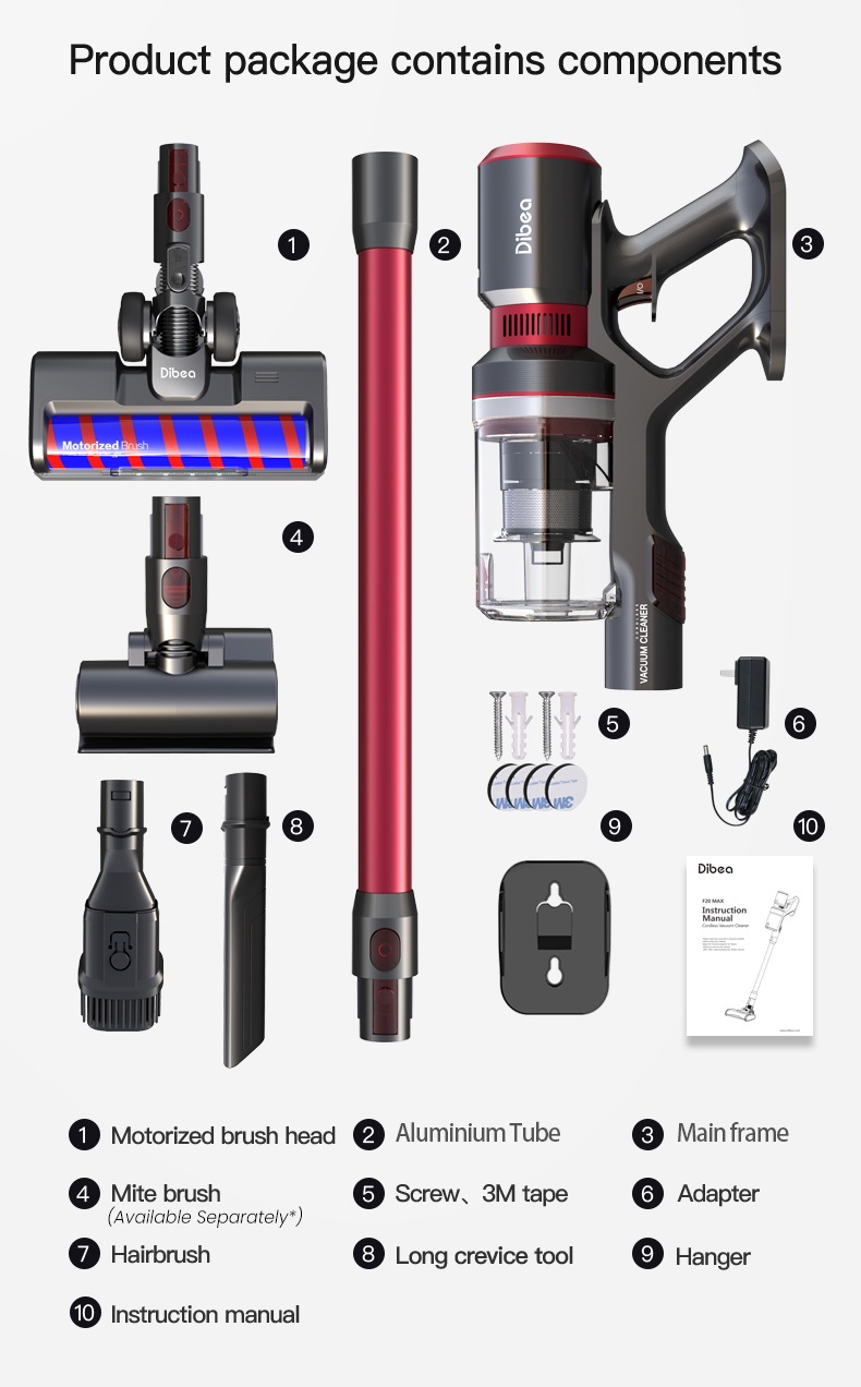 Best Seller Dibea F20 Max Cordless Vacuum Cleaner Powerful 25,000 Pa