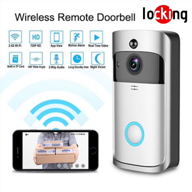 Smart Video Wireless WiFi Door Bell IR Visual Camera Record Security System Kit 