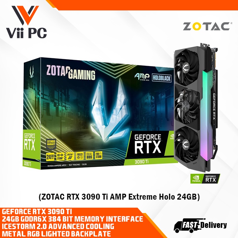 ZOTAC Gaming Nvidia Geforce RTX 3090 Ti/3090Ti AMP Extreme Holo 24GB ...