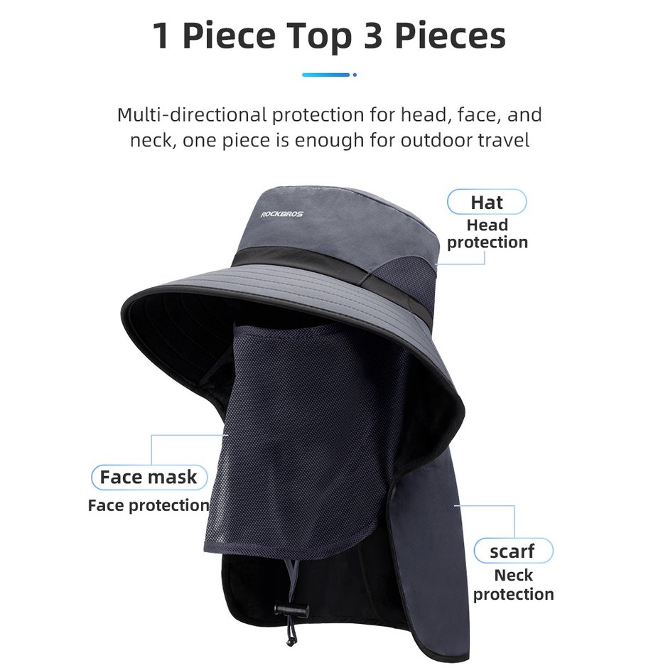 Rockbros Sunscreen Sun Hat Full Face Mask Riding Comfortable And Breathable Bib Summer For Men And Women Fishing Outdoor Anti Ultraviolet Sun Hat Shopee Singapore