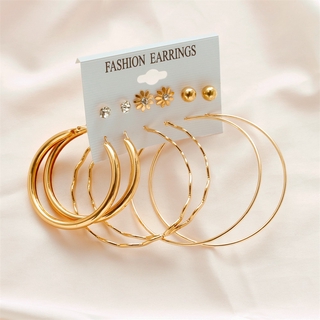 Image of thu nhỏ Korean Retro Bohemia Gold Earrings Set Silver Pearl Creative Round Drop Earring Girls Women Jewelry Accessory Gift #2
