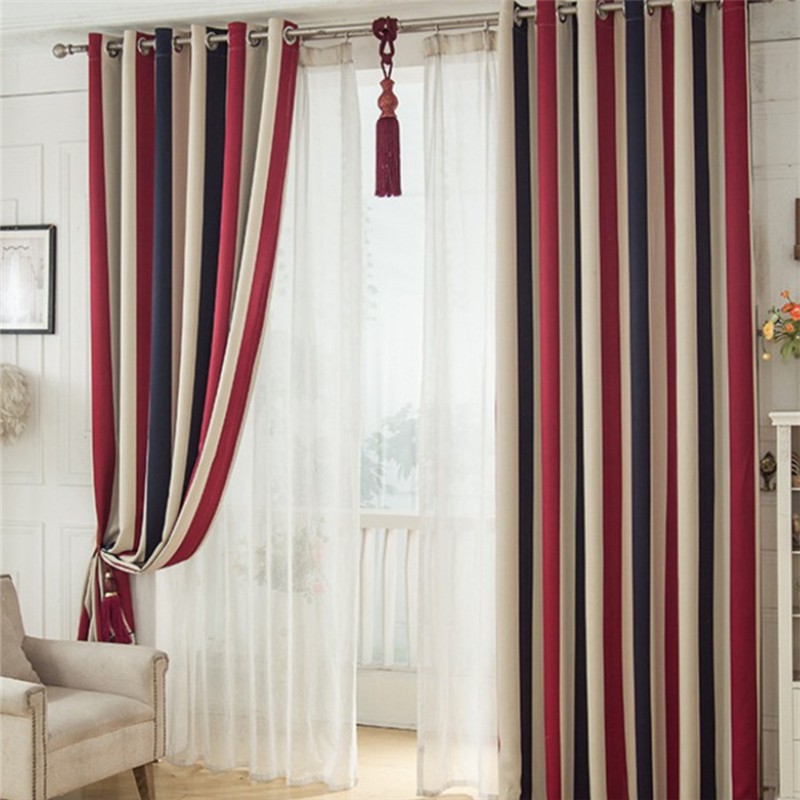 Modern Stripe Blackout Window Curtains Kitchen Luxury Bedroom
