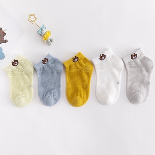 5 Pairs/lot Cute Bear Children's Mesh  Summer Socks  Thin Section Mesh Breathable Cotton Socks 1-3 Years Old Girls Socks Spring And Summer #2