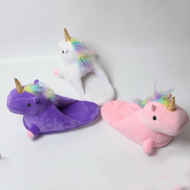 Unisex Unicorn Infoor Slippers Bedroom Slippers Fluffy Shoes Winter Warm