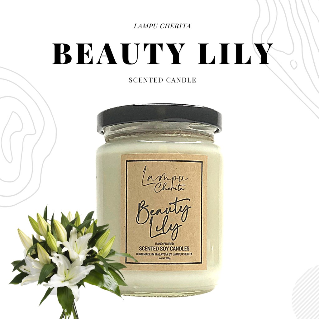 Shop Malaysia Lampu Cherita Beauty Lily Scented Soy Candle Shopee Singapore