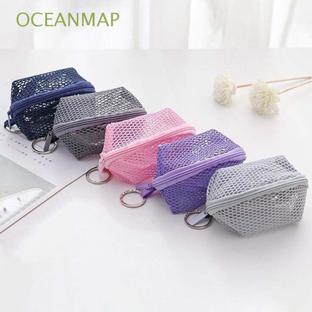 OCEANMAP Portable Powder Puff Case Girl Beauty Egg Bag Mini Makeup Bag Women Mesh cloth Coin Purse Solid color Sponge Puff Storage Breathable Cosmetic Storage Pouch/Multicolor