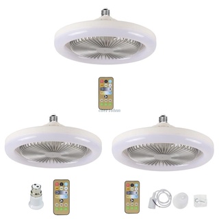 CH*【READY STOCK】 Ceiling Fan with LED Light, 3-Blade Modern Smart E27 Lamp Head Flush Mount with B22 Adapter or 1m Cable