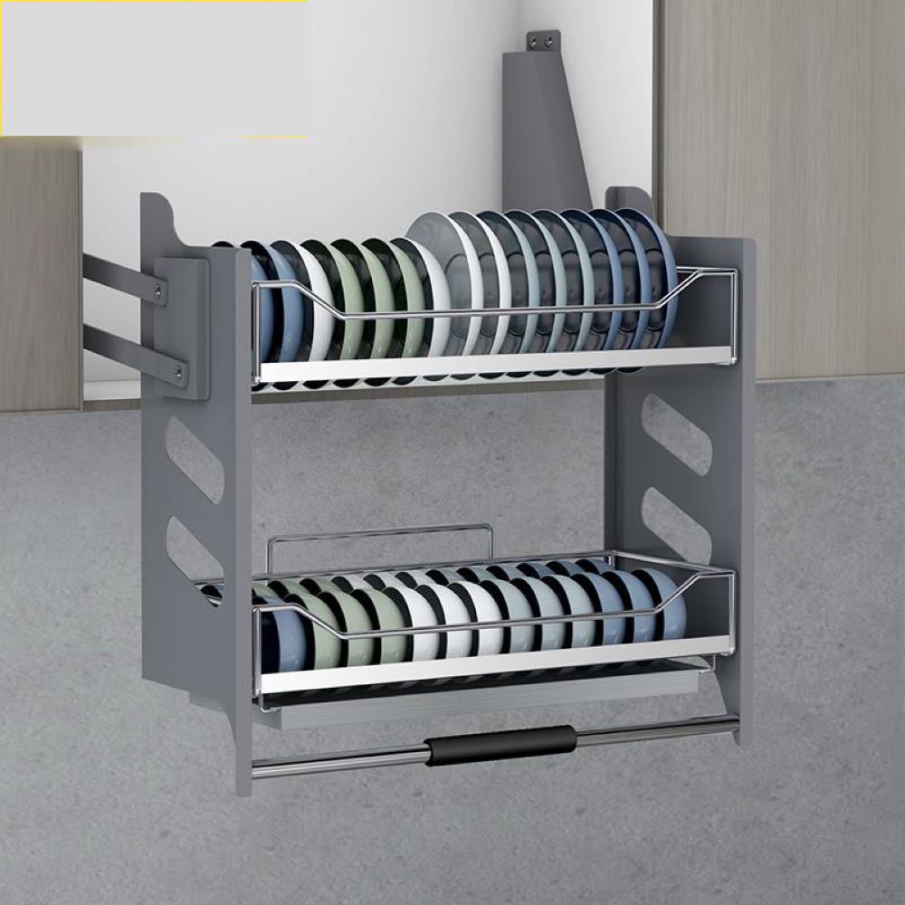 Wall Cupboard Lifting Drawer Basket of Dishes Kitchen Cabinet Stainless ...