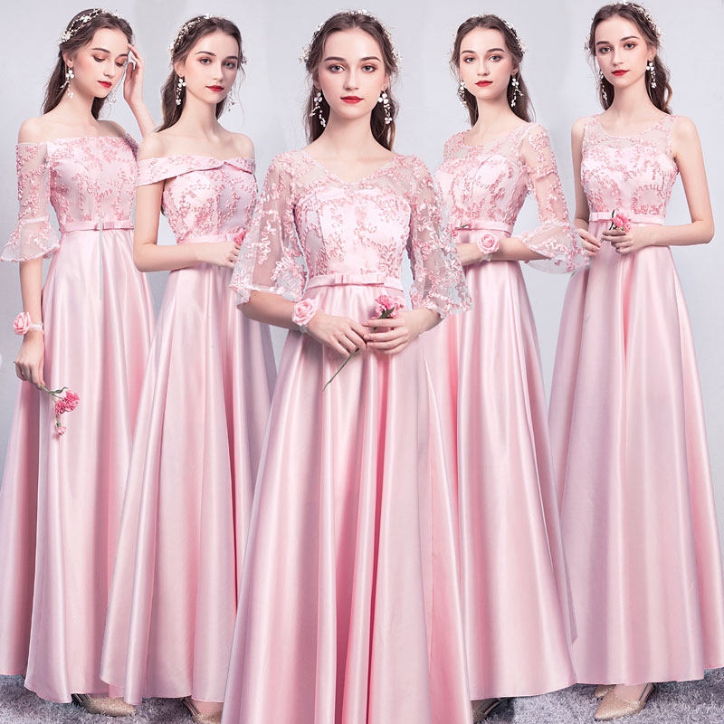 pink bridesmaid dresses satin
