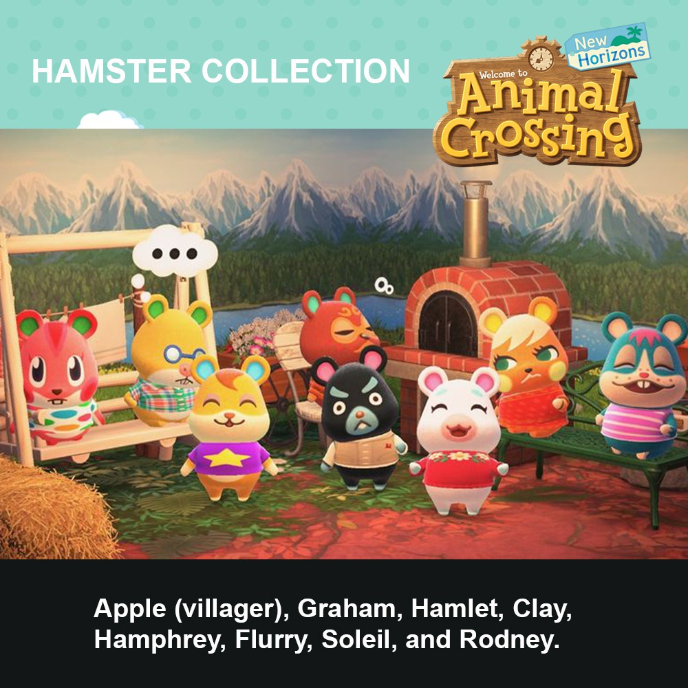 Animal Crossing New Horizon Amiibo Hamster Apple Graham Hamlet Clay  Hamphrey Flurry Soleil and Rodney | Shopee Singapore