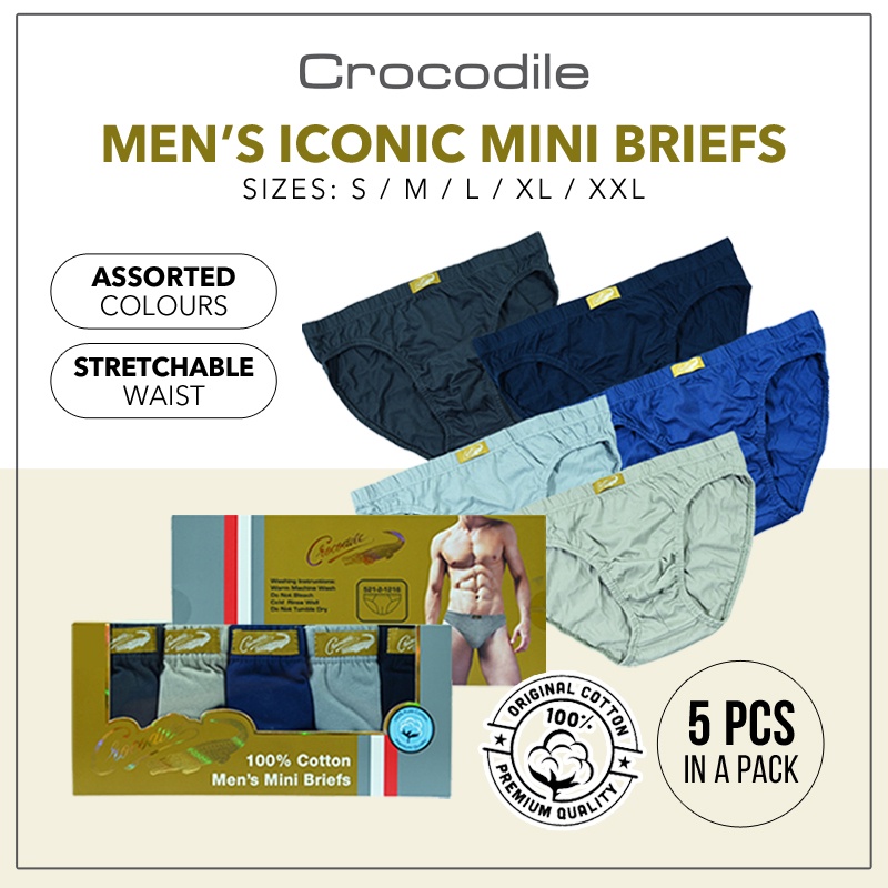 Crocodile 5Pcs Men's Mini Briefs/ Underwear (100 Cotton) Shopee