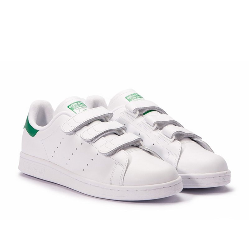 adidas originals white and green velcro stan smith sneakers