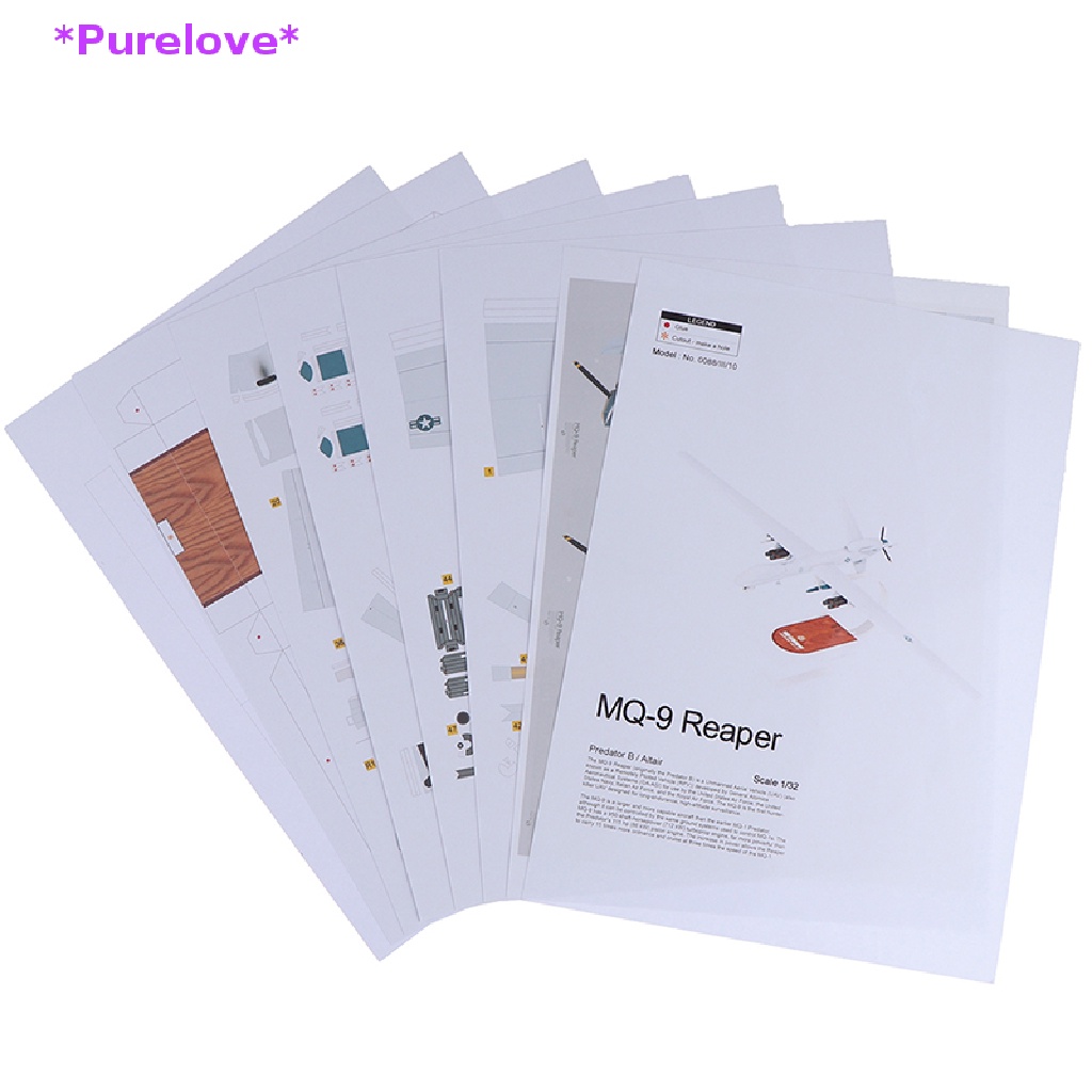 Purelove> 1:32 America MQ-9 Reaper Reconnaissance Aircraft Plane DIY Paper Model Kit new