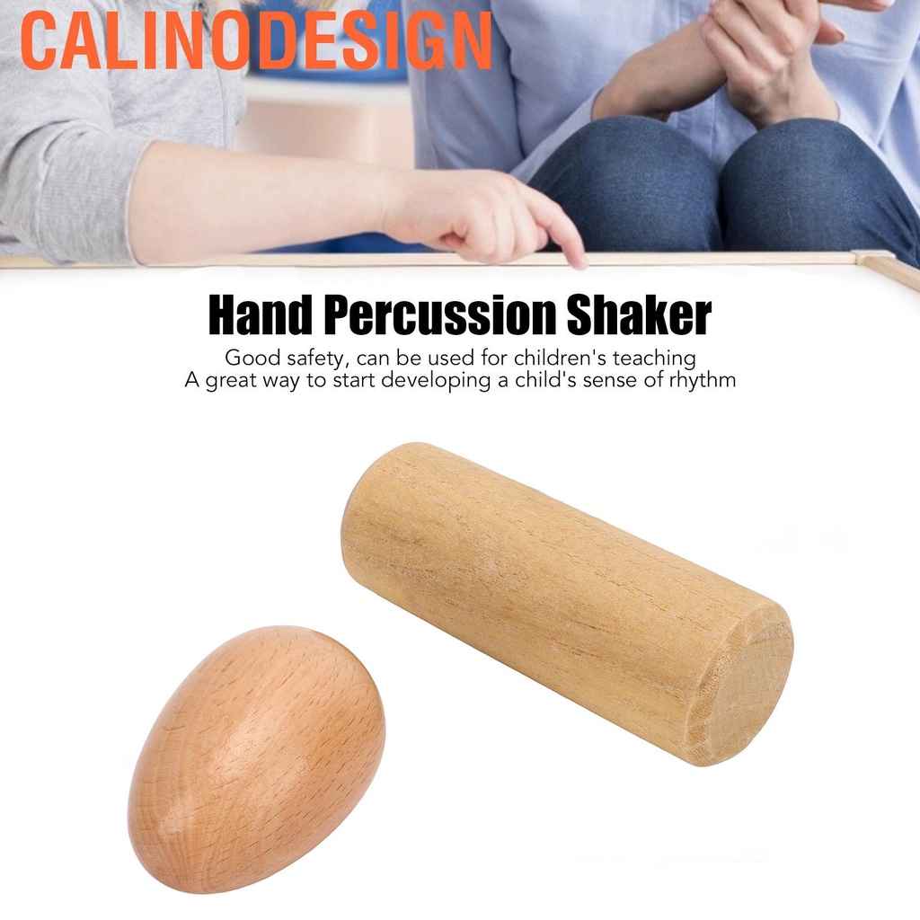 Calinodesign 2PCS Wood Egg Shaker Natural Safe Musical Hand Percussion Instrument Set for Children