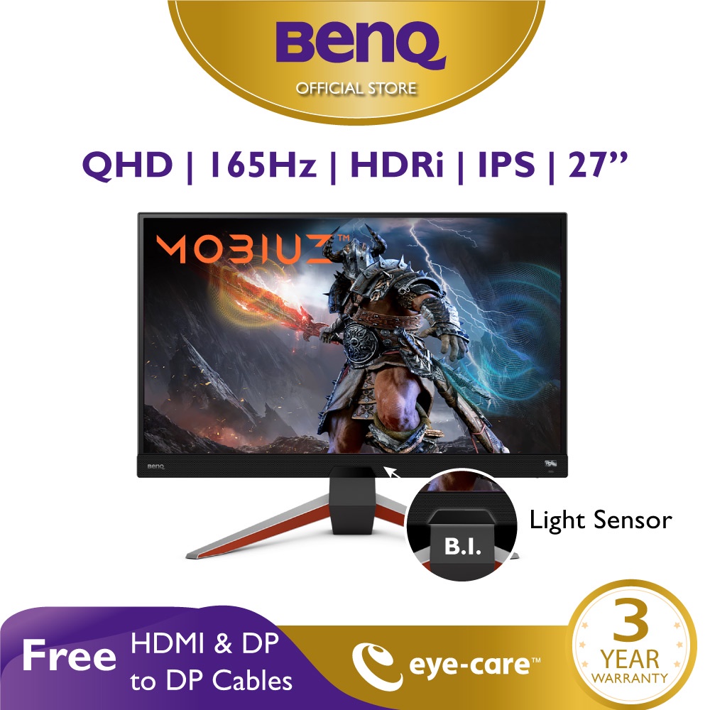 BenQ MOBIUZ EX2710Q 27 Inch QHD 1ms 165Hz IPS HDRi FreeSync 2W Built In ...