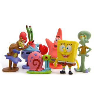 6pcs/Set Cartoon Cute Spongebob Figure Aquarium Ornament Home Garden ...