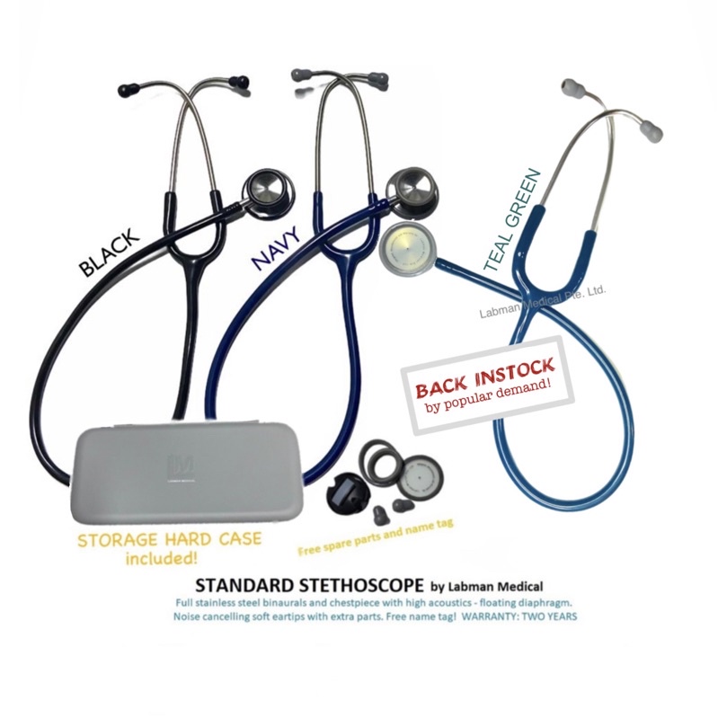 Standard Stethoscope by Labman Medical, Stainless Steel (SG Ready stock
