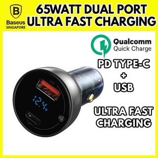 Baseus 40W/65W/100W Super Fast Charge Car Charger QC Dual Quick Charger USB Charger Type C Car Mount Car Accessories