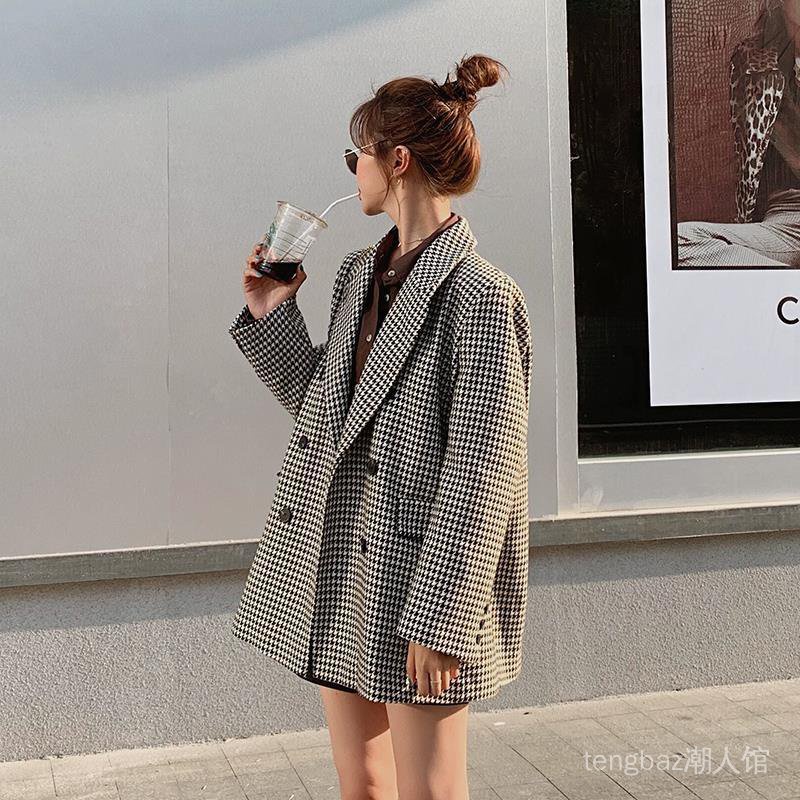 Retro Plaid Suit Jacket Women 2022 Autumn Korean Version Retro Plaid Suit Jacket Women 2022 Autumn Korean Version