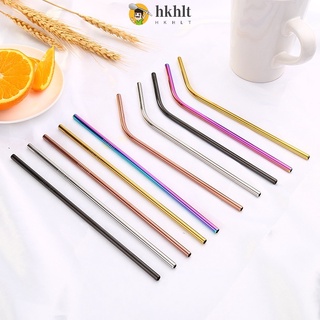 LT999 1pcs Stainless Steel Metal Drinking Straws Straight/Bent Reusable Washable Brush #0