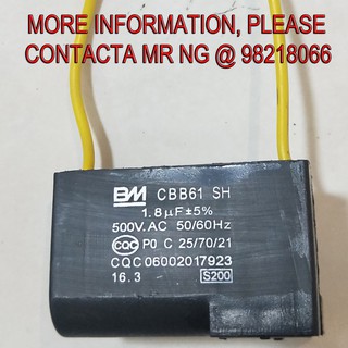 Ceiling Fan Capacitor 2 Wire Cbb61 500v Shopee Singapore