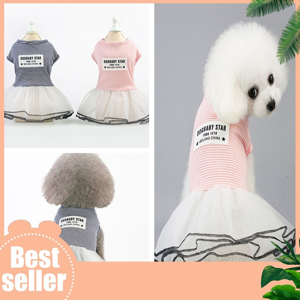 Diamond66 Dog Dresses Cute Pet Clothes Sum Dog Striped Dress Dogs