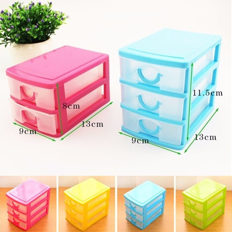 2 Layers Mini Drawer Desk Organizer Plastic Boxes Cosmetics